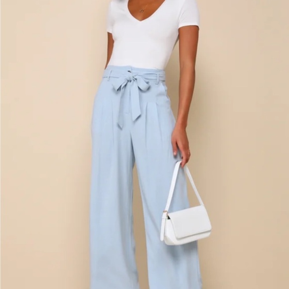 Trend Alert Beige Belted High-Waisted Wide-Leg Pants
